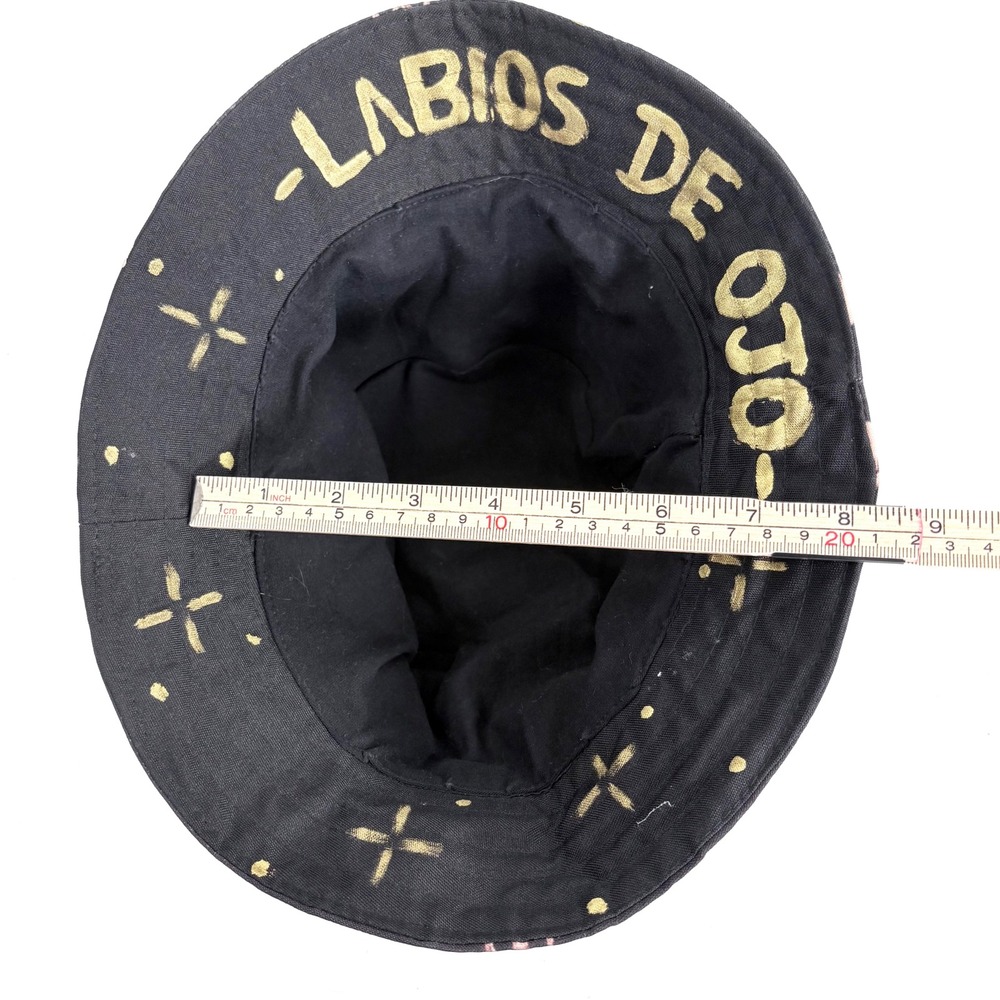Labios De Ojo Bucket Hat Black Hand Painted Skull Snake Custom Edgy Streetwear - Picture 6 of 10